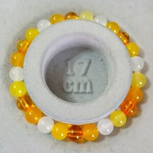 Golden clear yellow white glass bead bracelet 8mm